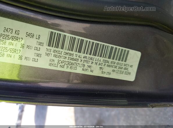 3C4PDCBGXHT571170 2017 DODGE JOURNEY Brown Engine compartment view