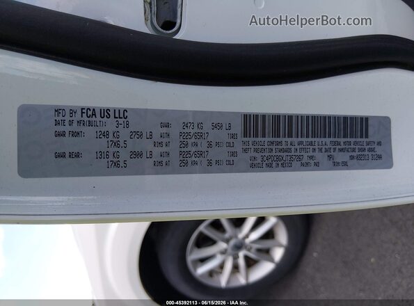 3C4PDCBGXJT357267 2018 DODGE JOURNEY White ძრავის განყოფილების ხედი