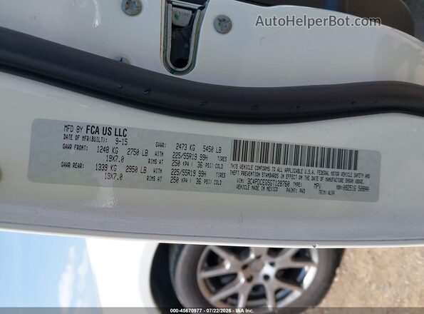 3C4PDCEG5GT128760 2016 DODGE JOURNEY White ძრავის განყოფილების ხედი