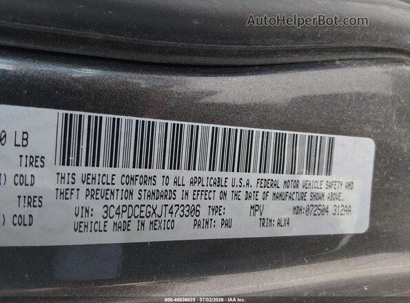 3C4PDCEGXJT473306 2018 DODGE JOURNEY Gray Вид підкапотного простору