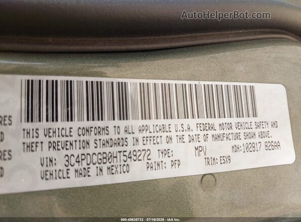 3C4PDCGB0HT549272 2017 DODGE JOURNEY Зеленый Вид подкапотного пространства