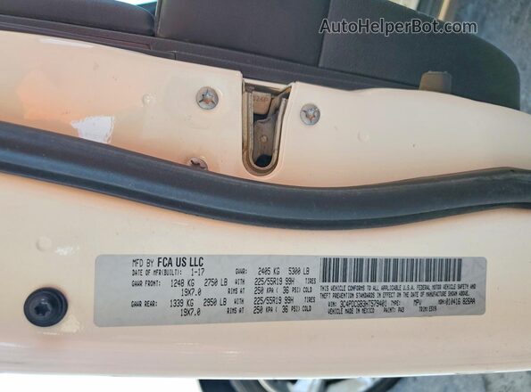 3C4PDCGB3HT579401 2017 DODGE JOURNEY White VIN sticker view