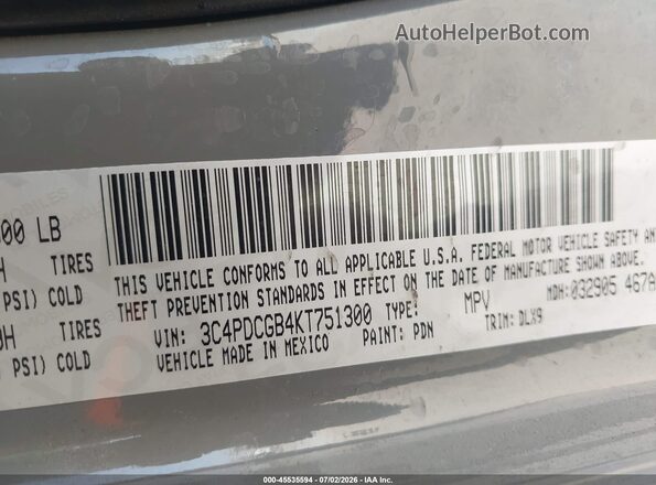 3C4PDCGB4KT751300 2019 DODGE JOURNEY Серый Вид подкапотного пространства