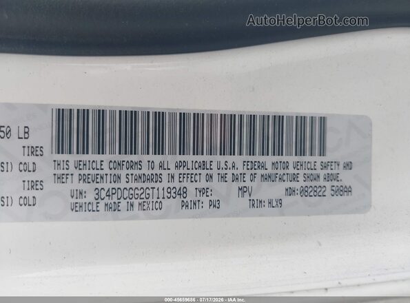 3C4PDCGG2GT119348 2016 DODGE JOURNEY Белый Вид подкапотного пространства
