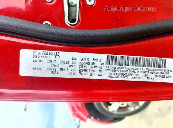 3C4PDCGG2HT538849 2017 DODGE JOURNEY Красный Вид наклейки с VIN-кодом