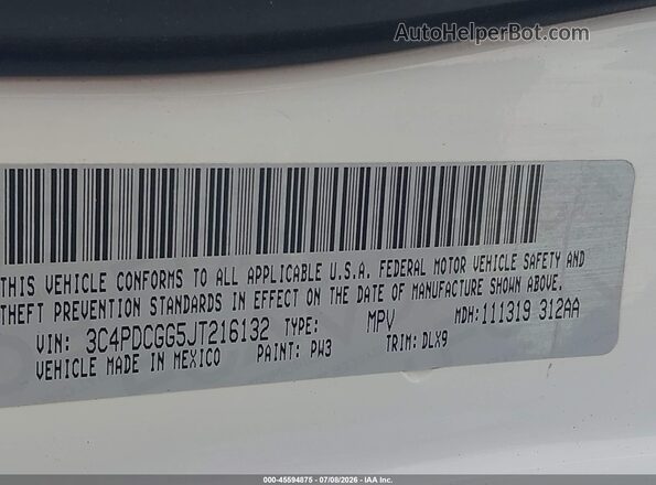 3C4PDCGG5JT216132 2018 DODGE JOURNEY White Widok komory silnika