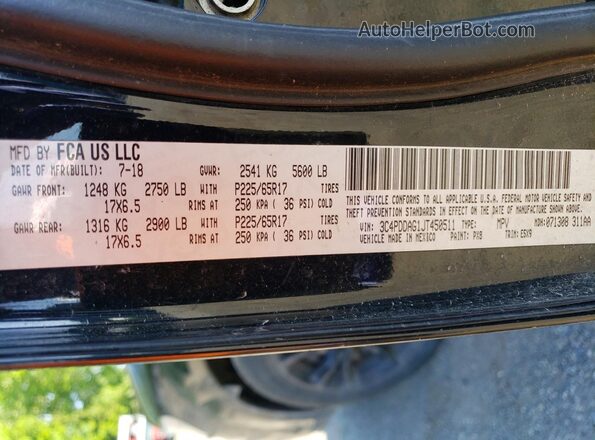 3C4PDDAG1JT450511 2018 DODGE JOURNEY Black VIN sticker view