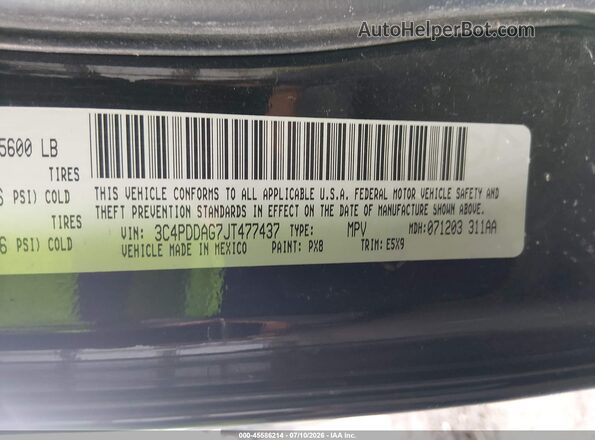 3C4PDDAG7JT477437 2018 DODGE JOURNEY Black Вид підкапотного простору
