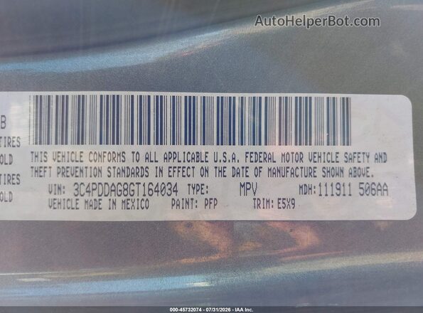 3C4PDDAG8GT164034 2016 DODGE JOURNEY Green Vista del compartimento del motor