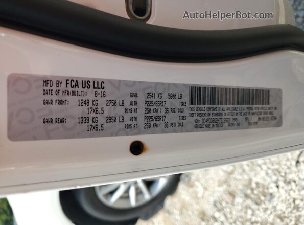 3C4PDDBG2HT512622 2017 DODGE JOURNEY Белый Вид наклейки с VIN-кодом