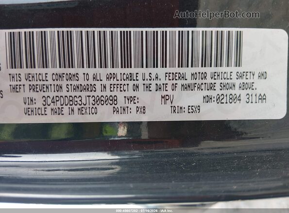 3C4PDDBG3JT306098 2018 DODGE JOURNEY Черный Вид подкапотного пространства