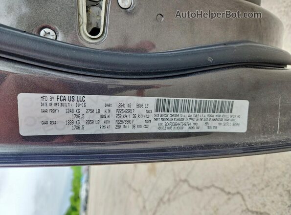 3C4PDDBG4HT548764 2017 DODGE JOURNEY Gray VIN կոդի պիտակի տեսք