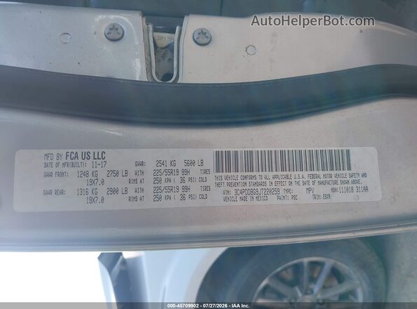 3C4PDDBG9JT220259 2018 DODGE JOURNEY Silver Widok komory silnika