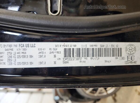 3C4PDDEG1GT168727 2016 DODGE JOURNEY Black VIN կոդի պիտակի տեսք