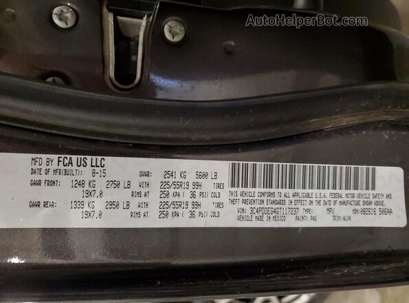3C4PDDEG4GT117237 2016 DODGE JOURNEY Gray Vista de la etiqueta del VIN