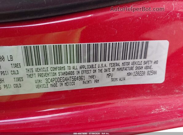 3C4PDDEG4HT564961 2017 DODGE JOURNEY Red Widok komory silnika