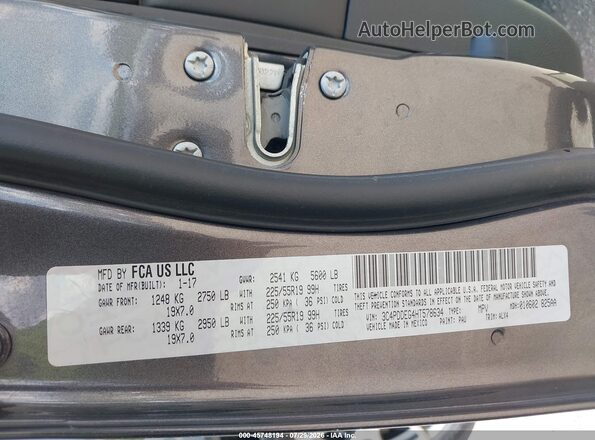 3C4PDDEG4HT578634 2017 DODGE JOURNEY Gray Engine compartment view