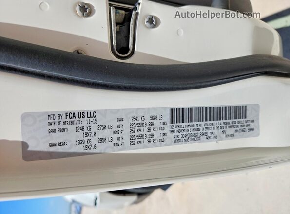 3C4PDDGG0GT169459 2016 DODGE JOURNEY White Widok naklejki z numerem VIN