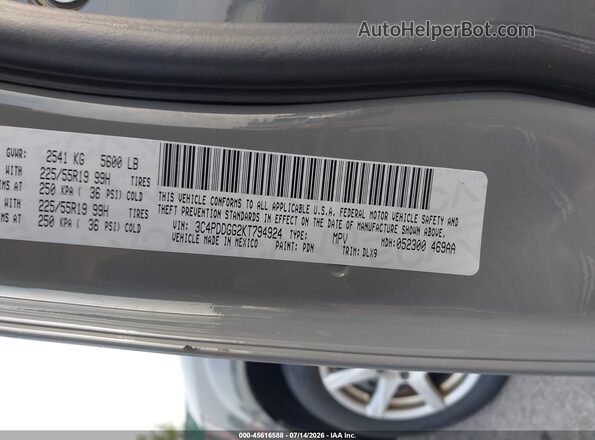 3C4PDDGG2KT794924 2019 DODGE JOURNEY Серый Вид подкапотного пространства