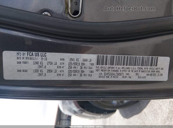 3C4PDDGG4JT505671 2018 DODGE JOURNEY Gray Շարժիչի բաժամունքի տեսք