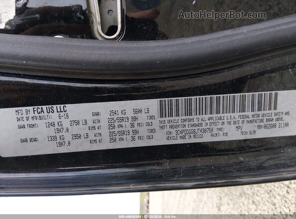 3C4PDDGG8JT430750 2018 DODGE JOURNEY Black Engine compartment view