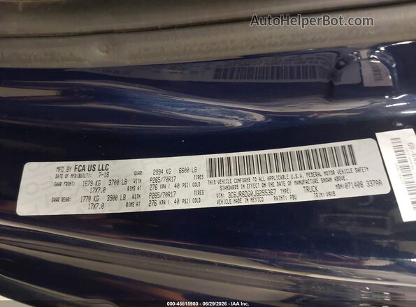 3C6JR6DG0JG255367 2018 RAM 1500 Синий Вид подкапотного пространства