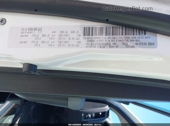 3C6JR7DG6HG765318 2017 RAM 1500 White Շարժիչի բաժամունքի տեսք