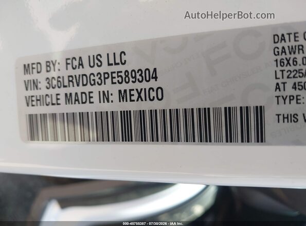 3C6LRVDG8PE589304 2023 DODGE OTHER Белый Вид подкапотного пространства