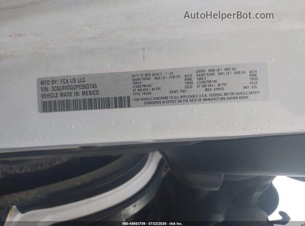 3C6LRVDG2PE563745 2023 RAM PROMASTER 2500 White Vista del compartimento del motor