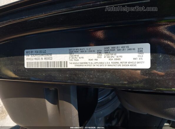 3C6LRVDG4ME538230 2021 RAM PROMASTER 2500 Black Вид підкапотного простору