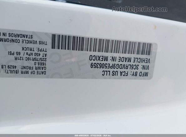 3C6LRVDG9PE506359 2023 RAM PROMASTER 2500 White Вид підкапотного простору