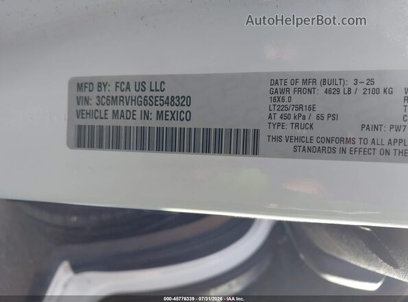 3C6MRVHG6SE548320 2025 RAM PROMASTER 3500 White Շարժիչի բաժամունքի տեսք