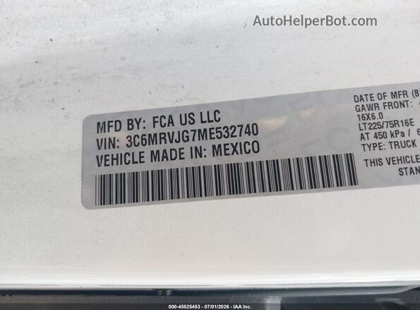 3C6MRVJG7ME532740 2021 RAM PROMASTER 3500 White Engine compartment view