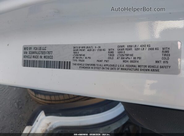 3C6MRVJG7SE517877 2025 RAM PROMASTER 3500 White Вид підкапотного простору