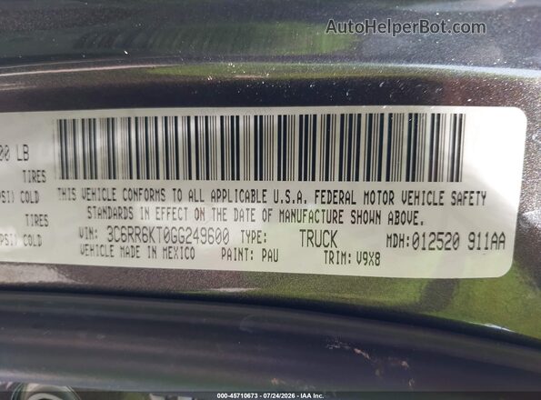3C6RR6KT0GG249600 2016 RAM 1500 Серый Вид подкапотного пространства