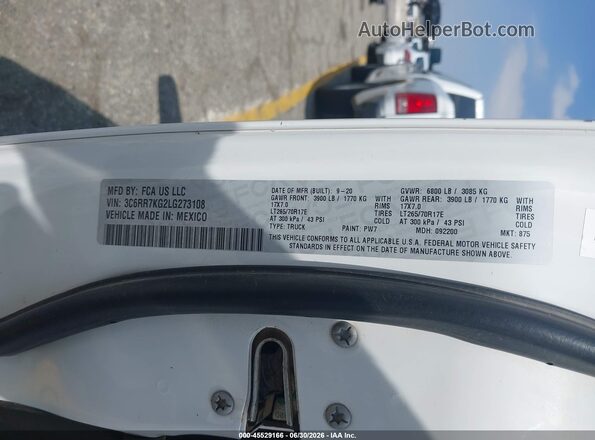 3C6RR7KG2LG273108 2020 RAM 1500 CLASSIC White Widok komory silnika
