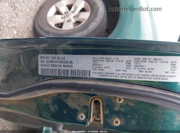 3C6RR7KG2MG635195 2021 RAM 1500 CLASSIC Green Widok komory silnika