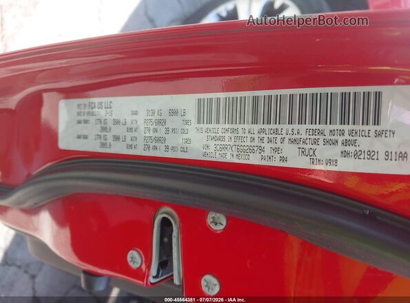 3C6RR7KT6GG266794 2016 RAM 1500 Красный Вид подкапотного пространства