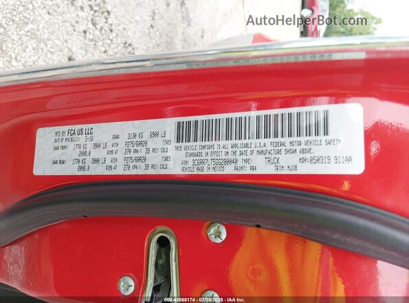 3C6RR7LT5GG280040 2016 RAM 1500 Red Engine compartment view