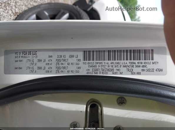 3C6RR7LT6KG706309 2019 RAM 1500 CLASSIC Белый Вид подкапотного пространства