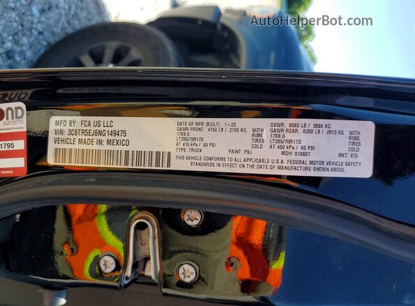 3C6TR5EJ6NG149475 2022 RAM 2500 Черный Вид подкапотного пространства