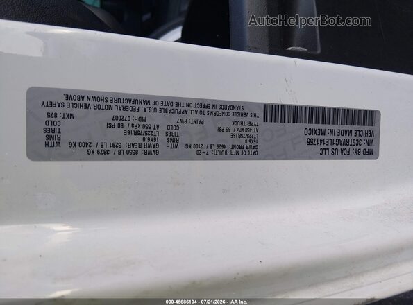 3C6TRVAG1LE141755 2020 RAM PROMASTER 1500 White Շարժիչի բաժամունքի տեսք