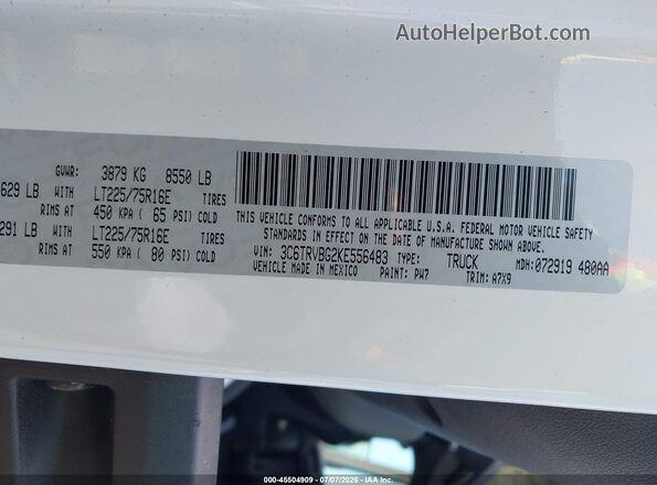 3C6TRVBG2KE556483 2019 RAM PROMASTER 1500 White Շարժիչի բաժամունքի տեսք