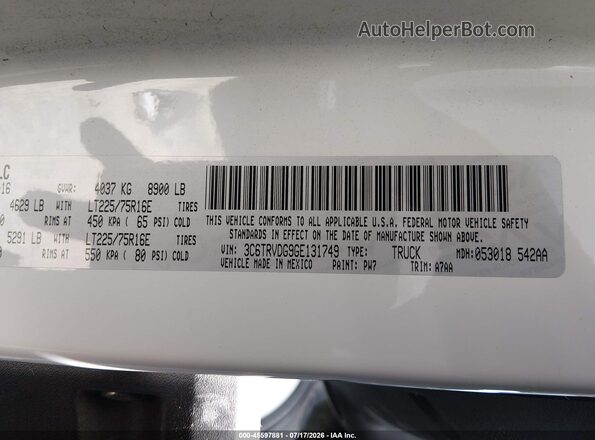 3C6TRVDG9GE131749 2016 RAM PROMASTER 2500 White Շարժիչի բաժամունքի տեսք