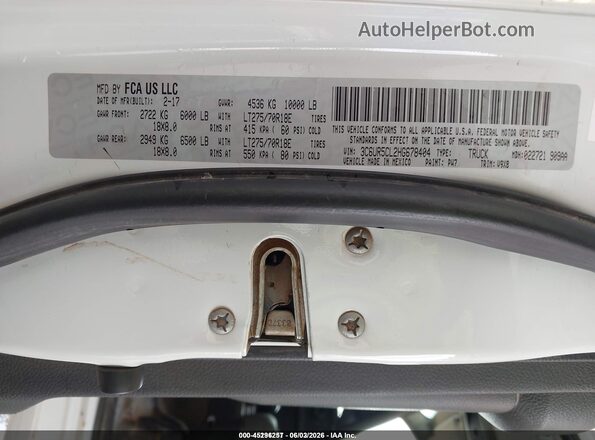 3C6UR5CL2HG678404 2017 RAM 2500 White Շարժիչի բաժամունքի տեսք