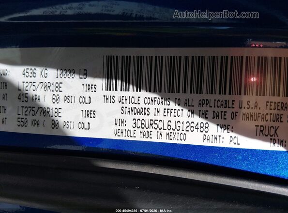3C6UR5CL6JG126488 2018 RAM 2500 Blue Widok komory silnika