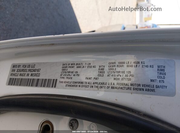 3C6UR5DL1RG340167 2024 RAM 2500 White Vista del compartimento del motor