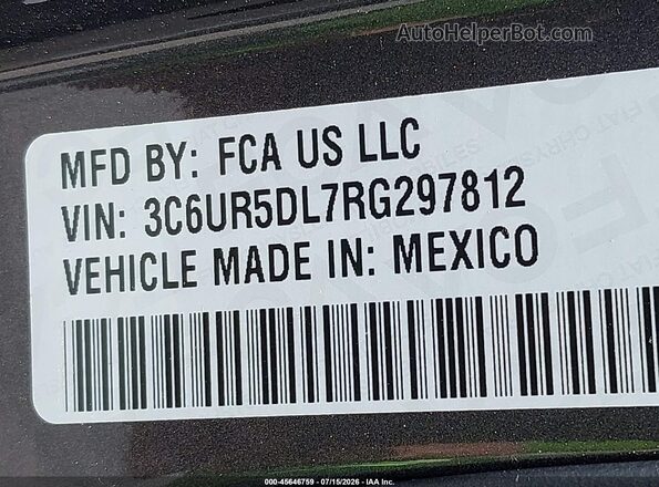 3C6UR5DL7RG297812 2024 RAM 2500 Серый Вид подкапотного пространства