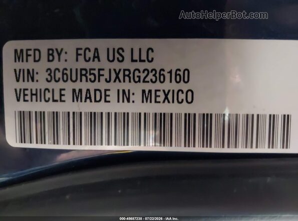 3C6UR5FJXRG236160 2024 RAM 2500 Blue Vista del compartimento del motor