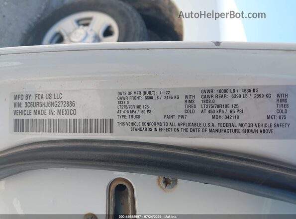 3C6UR5HJ6NG272886 2022 RAM 2500 Белый Вид подкапотного пространства